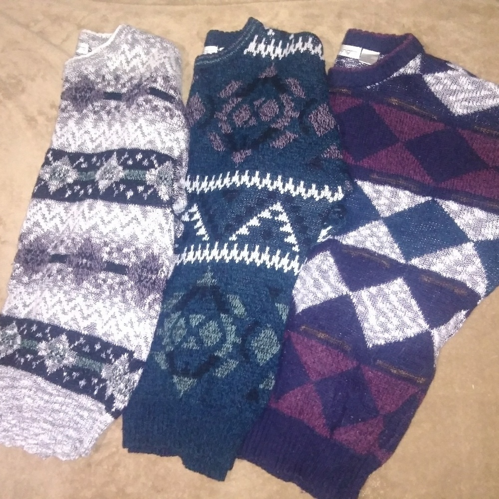 Vintage Royal Knight Ski Sweaters lot of 3 sz L